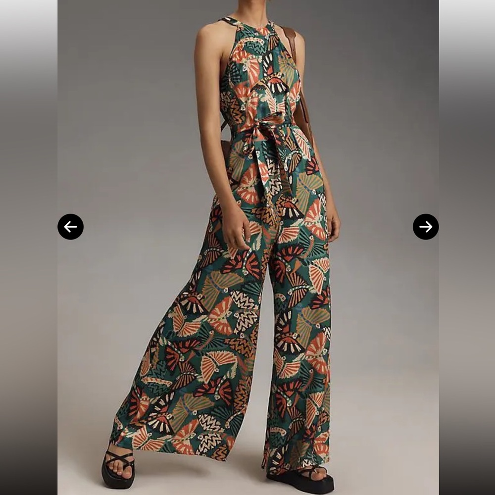 Farm Rio Printed Halter Wide Leg Jumpsuit